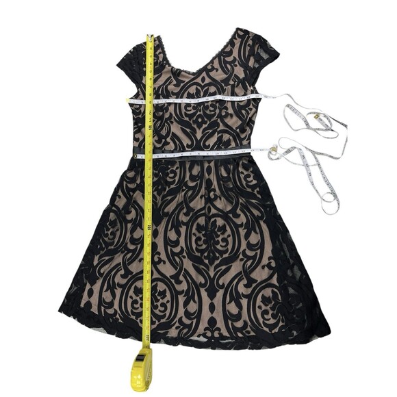 Soieblu Black Lace Overlay Beige Lining Dress Size Medium Romantic Whimsigoth - Picture 9 of 16